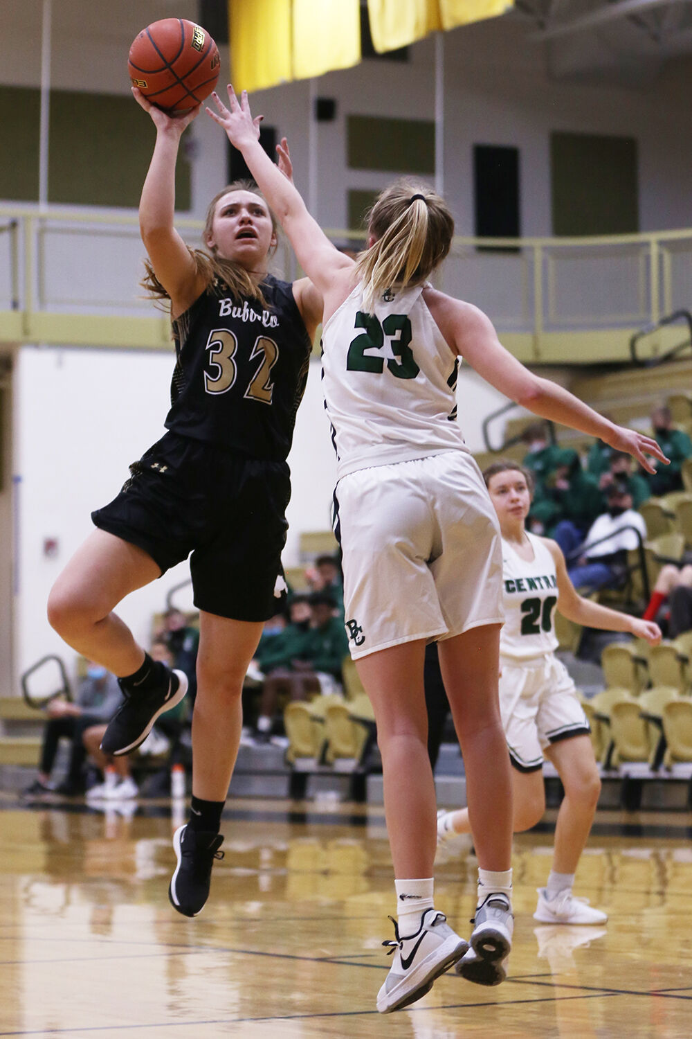 McKinly Hepp jumps for a successful shot